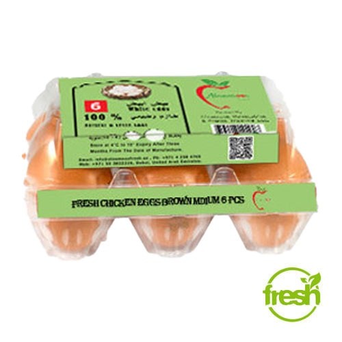 Fresh Chicken Eggs 6No's Brown (Medium)